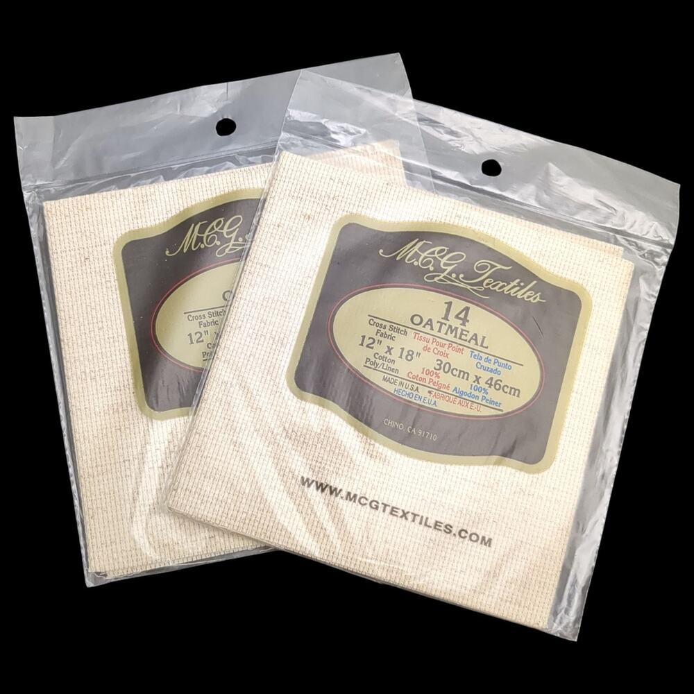 MCG Textiles Cross Stitch Fabric Place Mat Oatmeal 12" X 18" - 2 Pieces